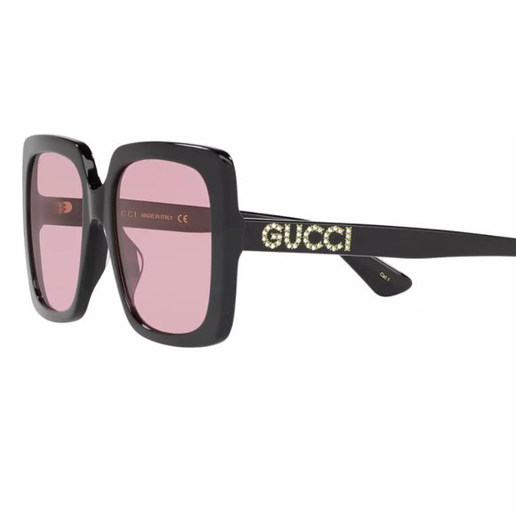 Gucci Square Frame Crystal Logo Sunglasses - Black main image 4